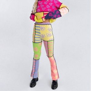The Ragged Priest Multicolor Patchwork Flare Pants